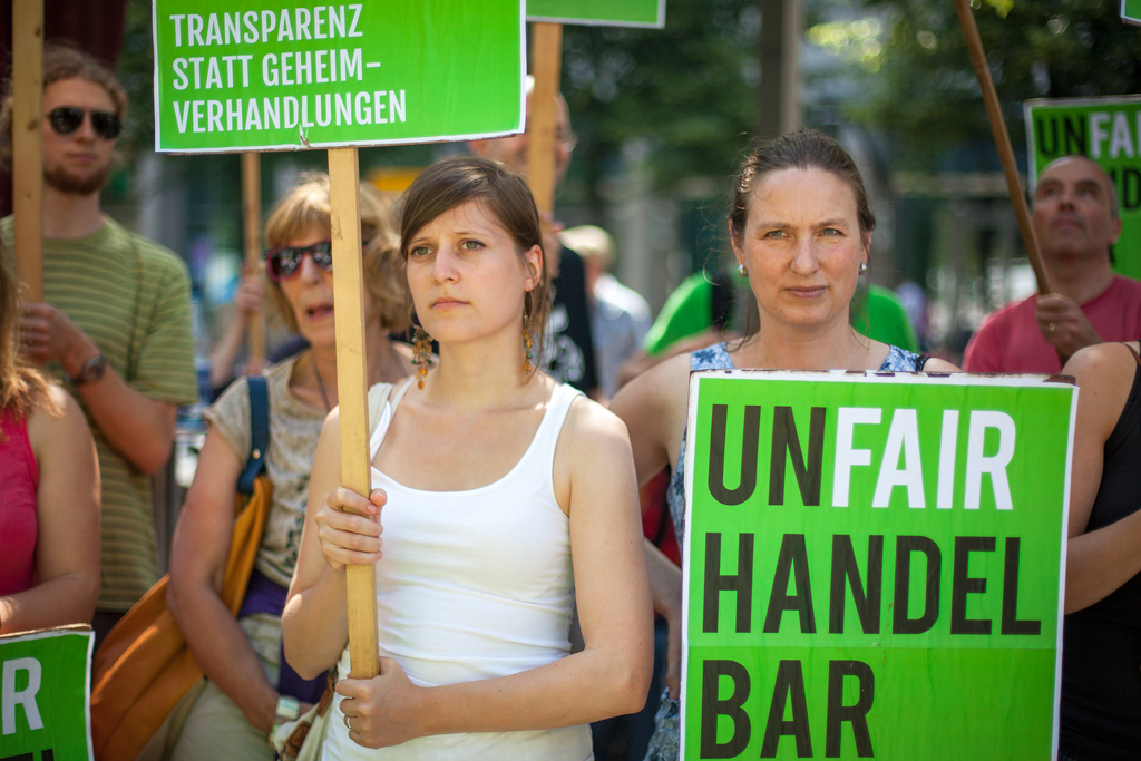 Protest gegen das Freihandelsabkommen TTIP mit den USA