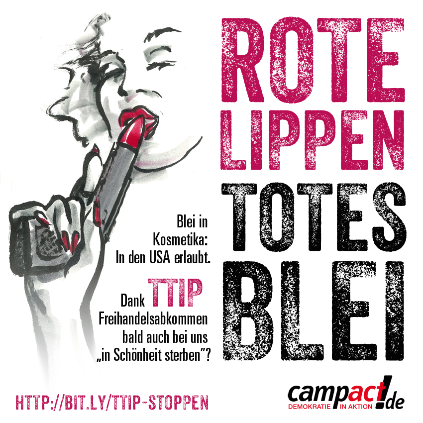 in Schönheit sterben mit TTIP? Karikatur von Martin Keune/Campact