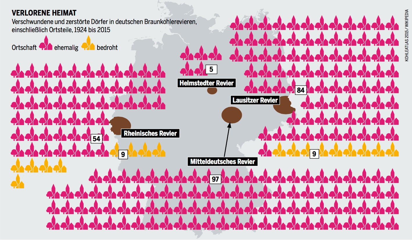 Karte der verschwundenen Dörfer