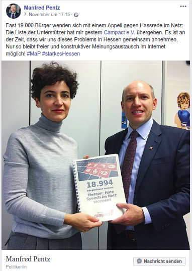 Am 6. November übergaben wir unseren Appell auch an die CDU Hessen.