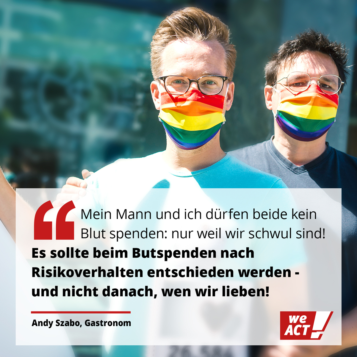 Andy Szabo hat eine Petition auf WeAct gestartet: Diskriminierung beim Blutspenden stoppen