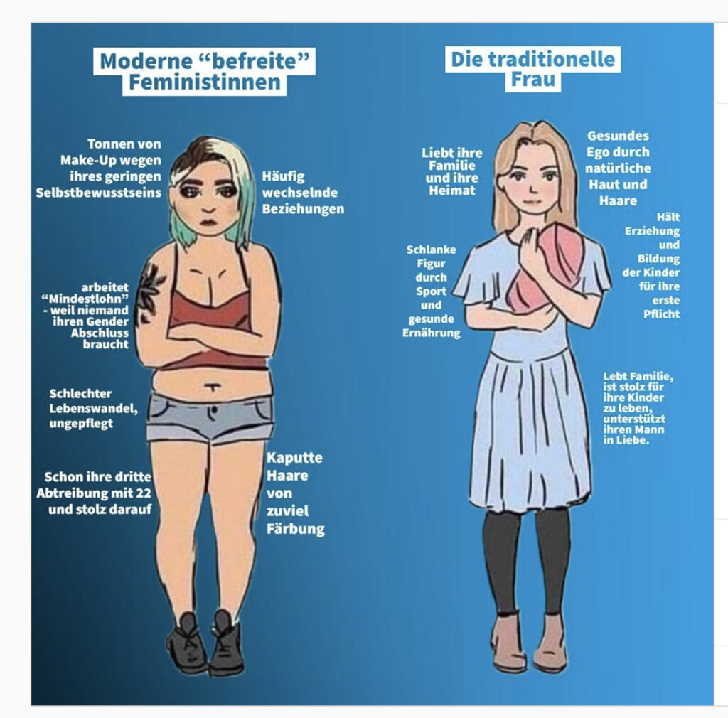 Moderne "befreite" Feministinnen vs. die traditionelle Frau - Instagram-Post der AfD