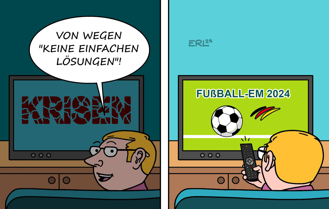 Die Karikatur "Auf Knopfdruck" von Karikaturist Martin Erl.