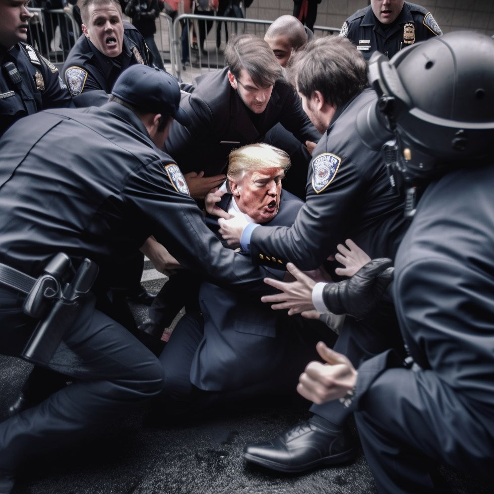KI-generiertes Bild von Donald Trump während seiner Verhaftung.