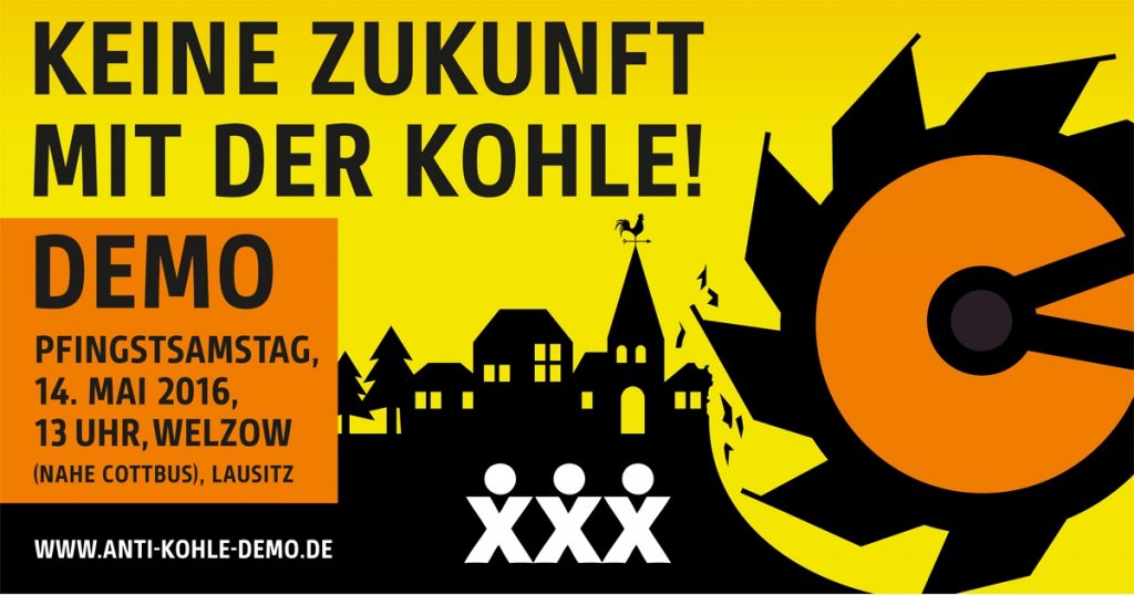 Keine Zukunft für die Kohle: Grafik zur Anti-Kohle-Demo 2016 in Welzow.